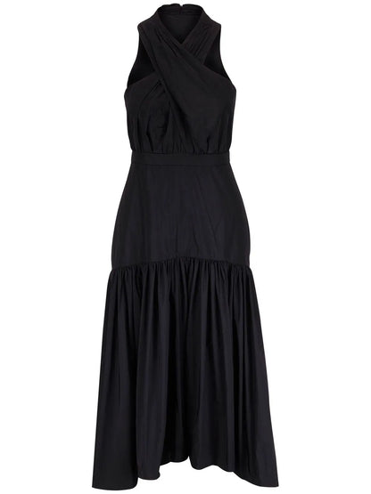 Crossover-Detail Midi Dress