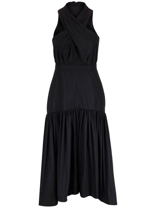 Crossover-Detail Midi Dress