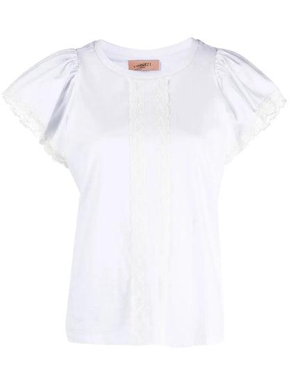 Lace-Trim Flared-Sleeve T-Shirt