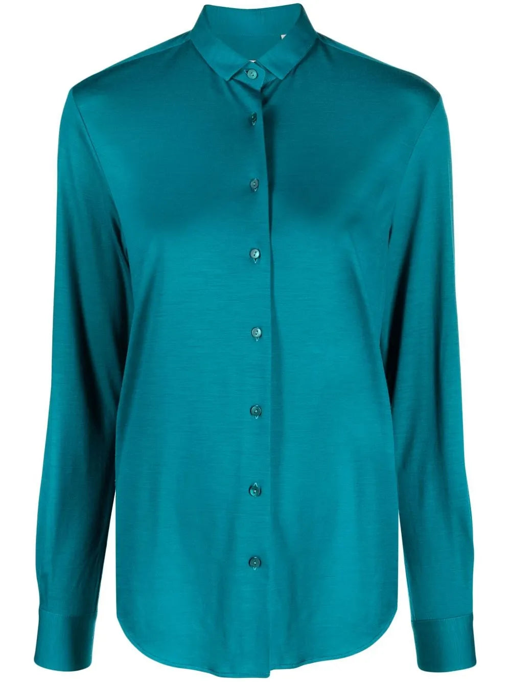 Curved-Hem Virgin Wool Shirt