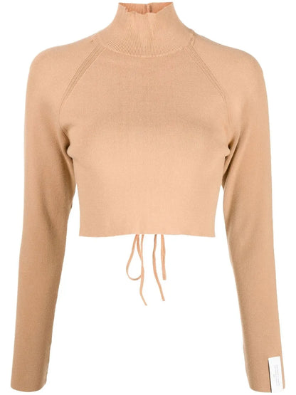 Open-Back Cropped Knitted Jumper