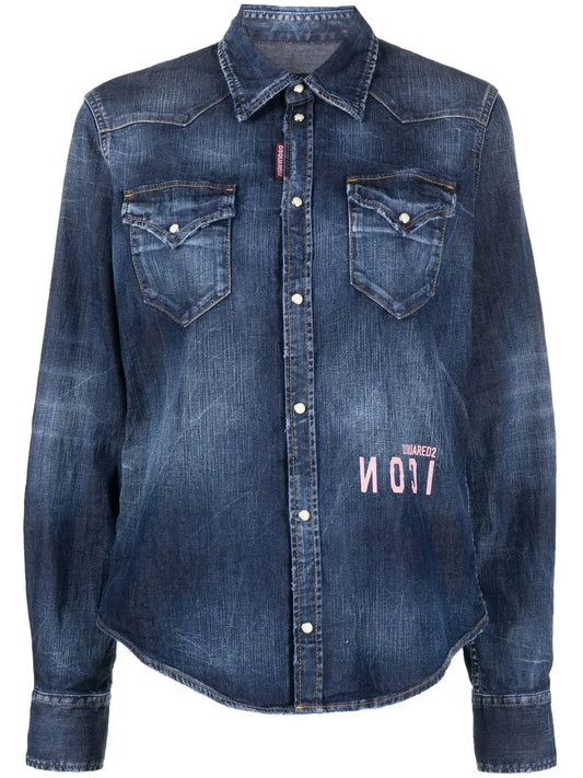 Logo-Print Denim Shirt