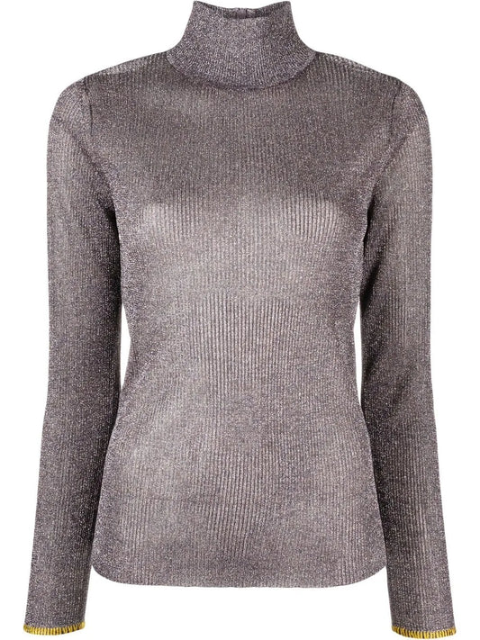 Metallic-Effect High Neck Jumper