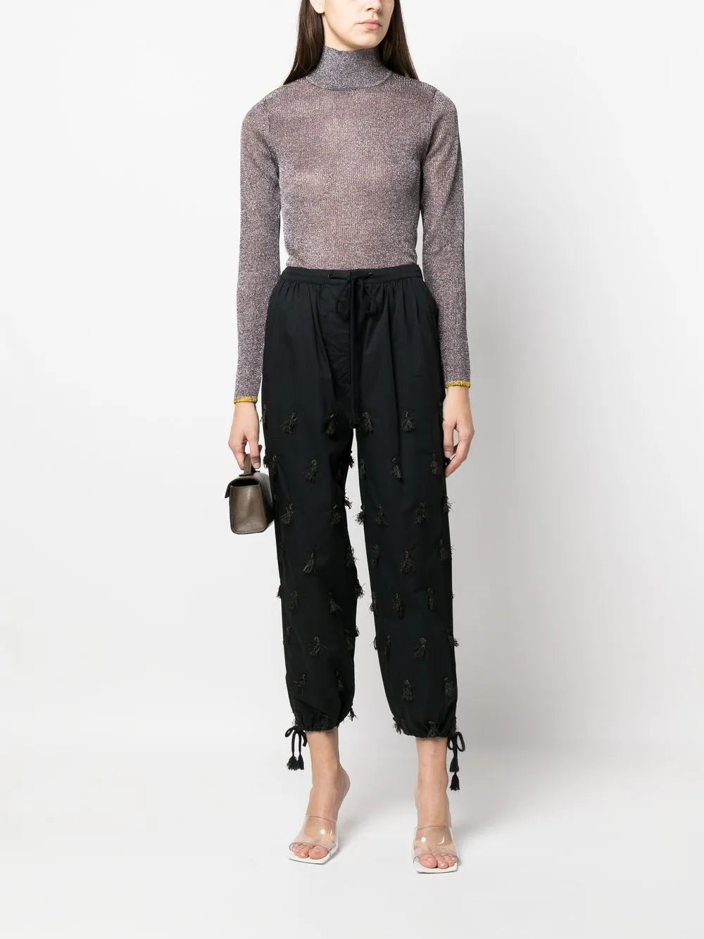 Metallic-Effect High Neck Jumper