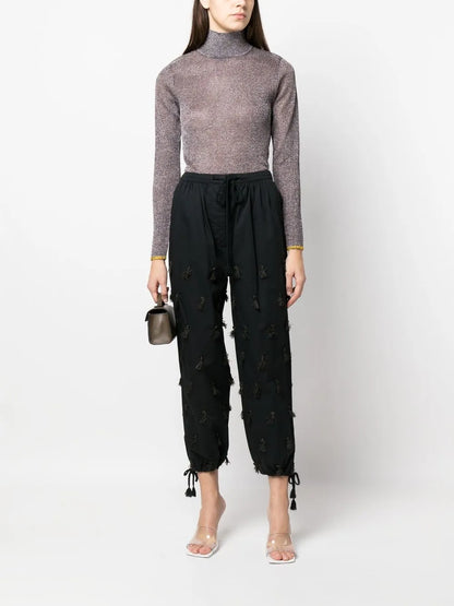 Metallic-Effect High Neck Jumper
