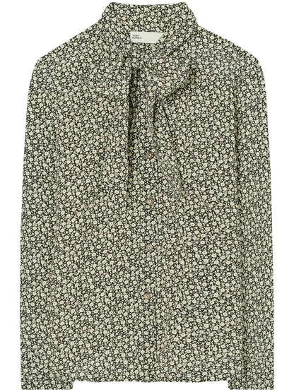 Ditsy Floral-Print Bow Blouse