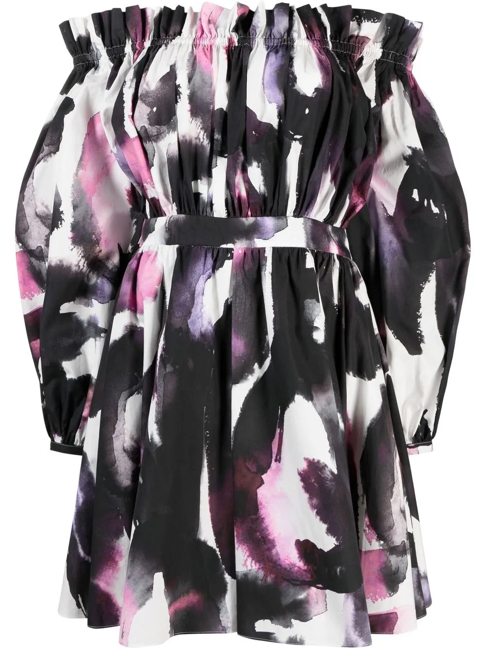 Off-Shoulder Abstract-Print Minidress