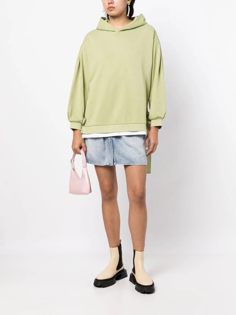 Side-Tie Cotton Hoodie