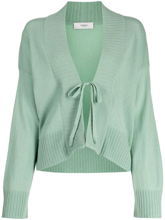 Open Tie-Fastening Cashmere Cardigan