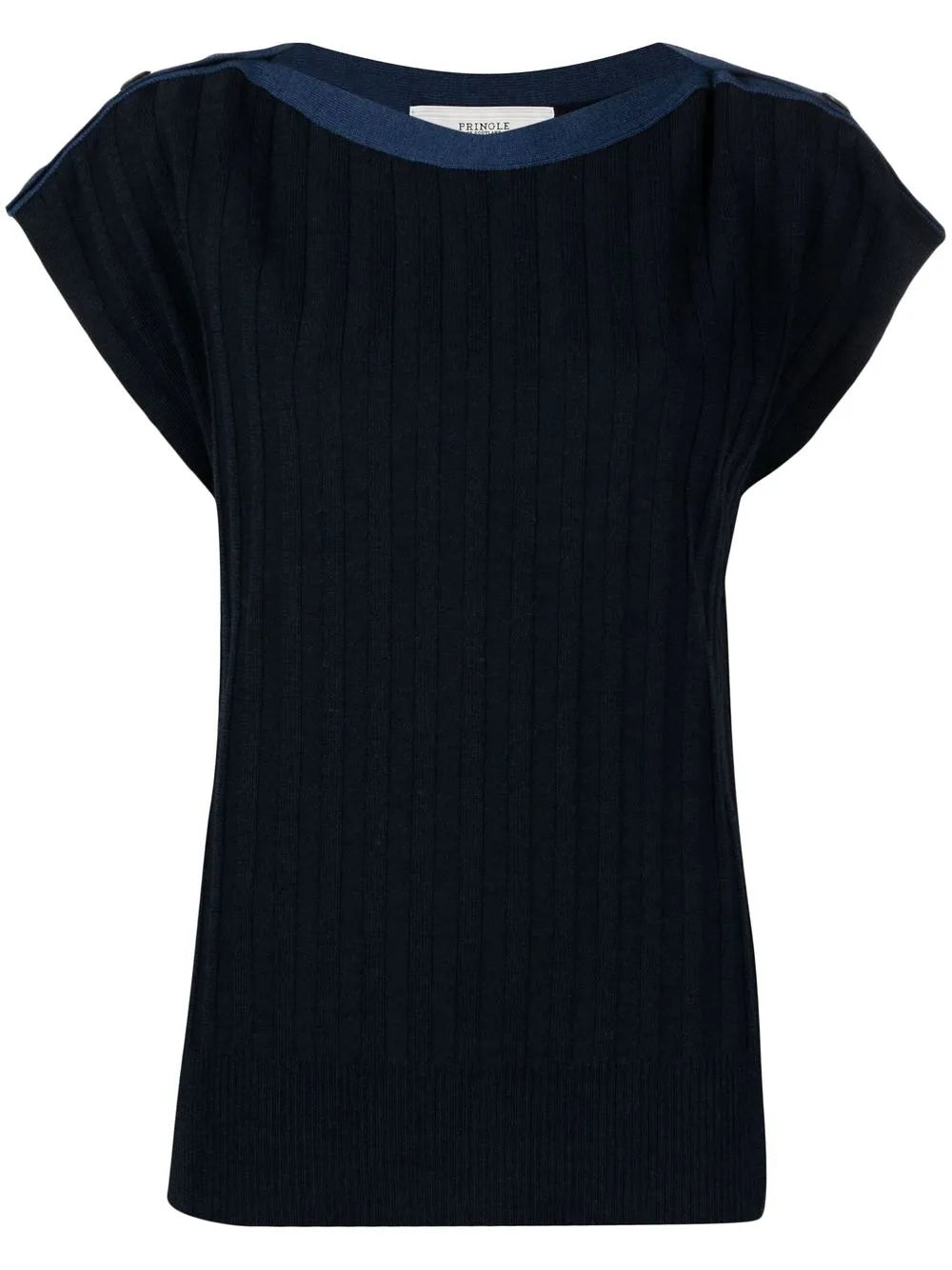 Ribbed-Knit Short-Sleeved T-Shirt