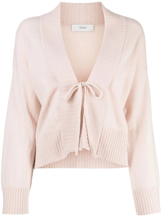 Open Tie-Fastening Cashmere Cardigan