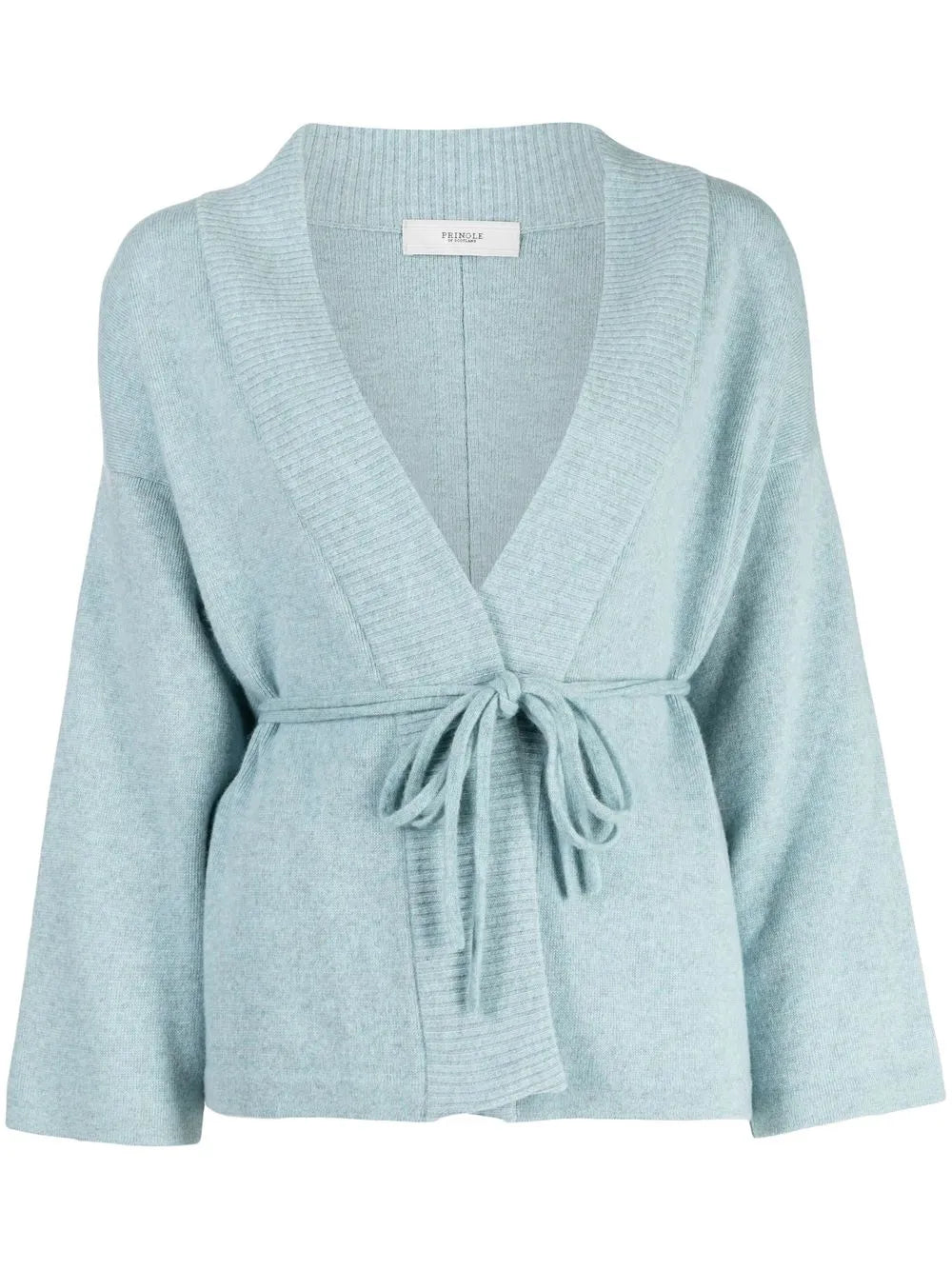 Ribbed-Trim Tie-Waist Cardigan