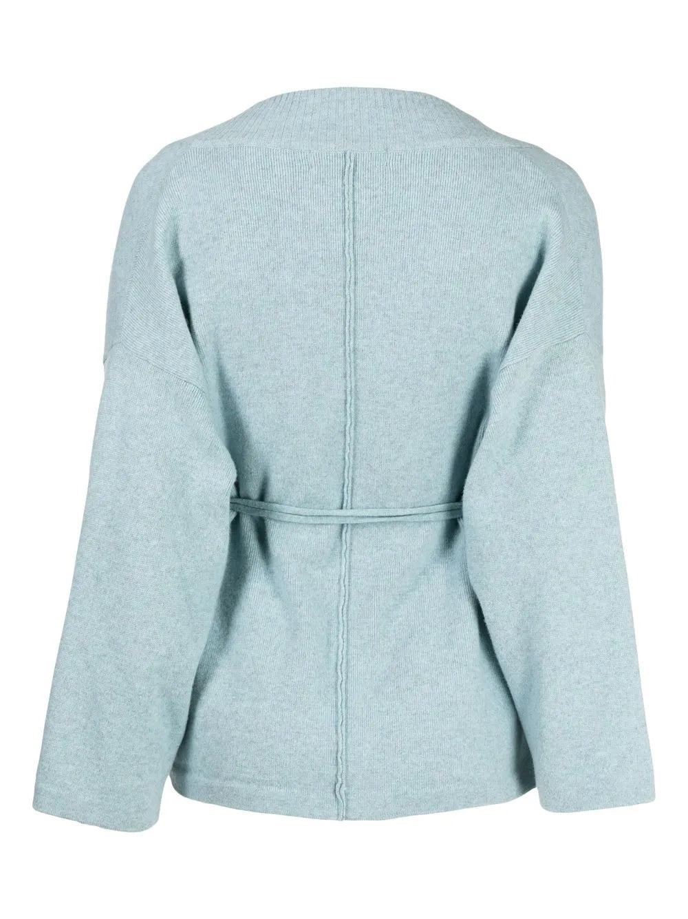 Ribbed-Trim Tie-Waist Cardigan