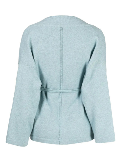 Ribbed-Trim Tie-Waist Cardigan