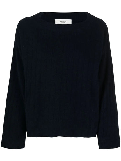 Wide-Neck Ribbed-Knit Jumper