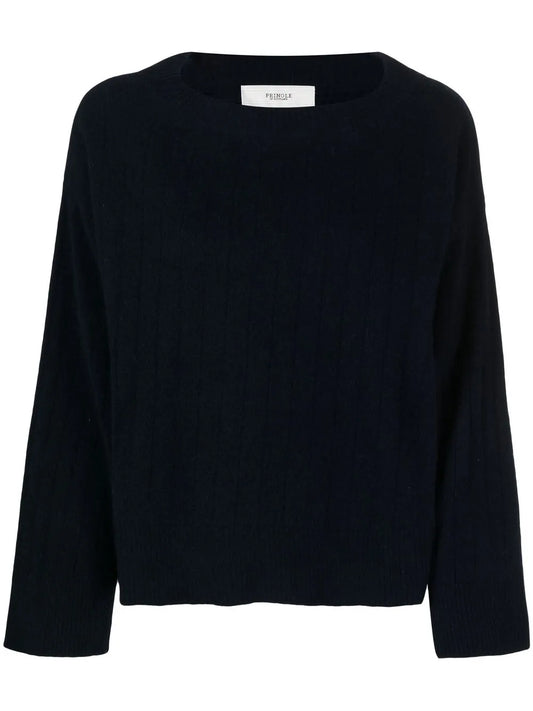 Wide-Neck Ribbed-Knit Jumper