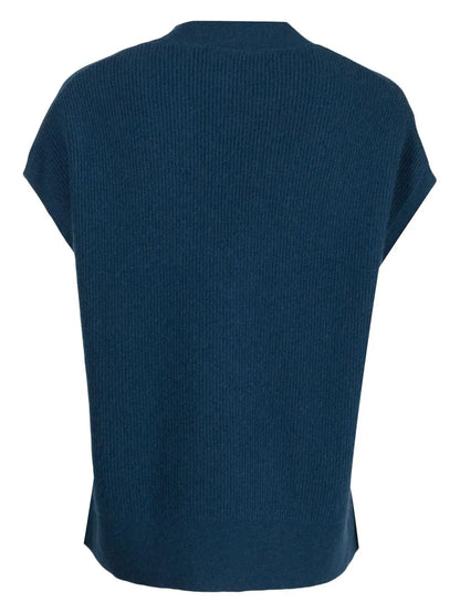 Ribbed V-Neck Knitted Top