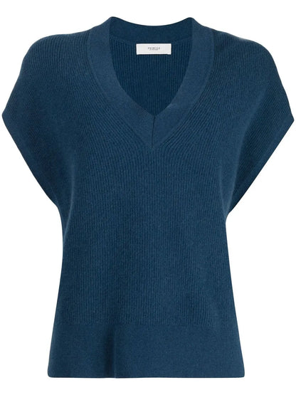 Ribbed V-Neck Knitted Top