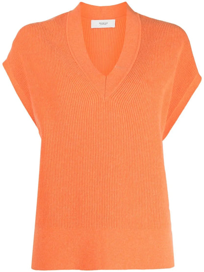 V-Neck Ribbed Knitted Top