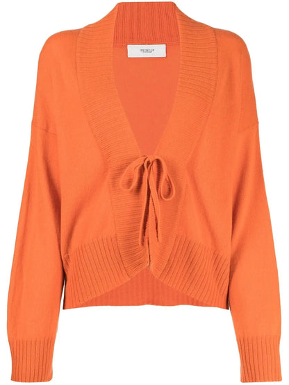 Open Tie-Fastening Cashmere Cardigan
