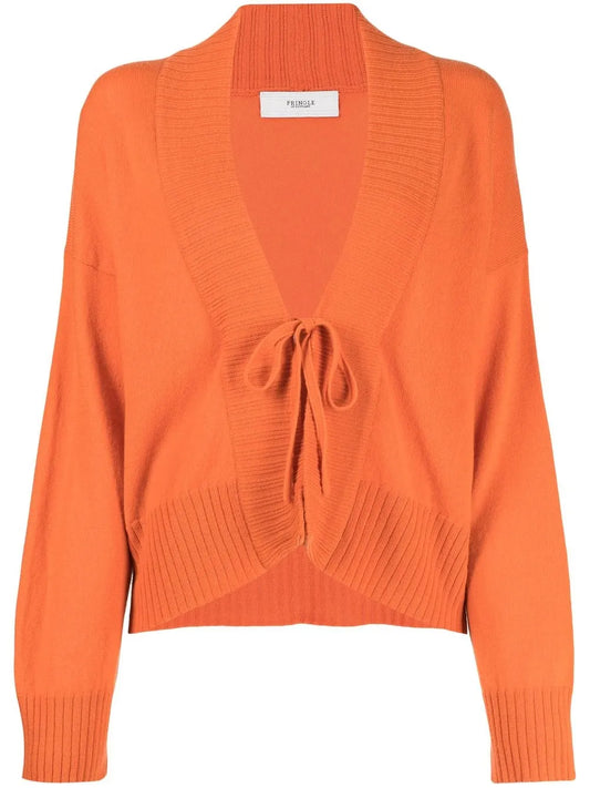Open Tie-Fastening Cashmere Cardigan