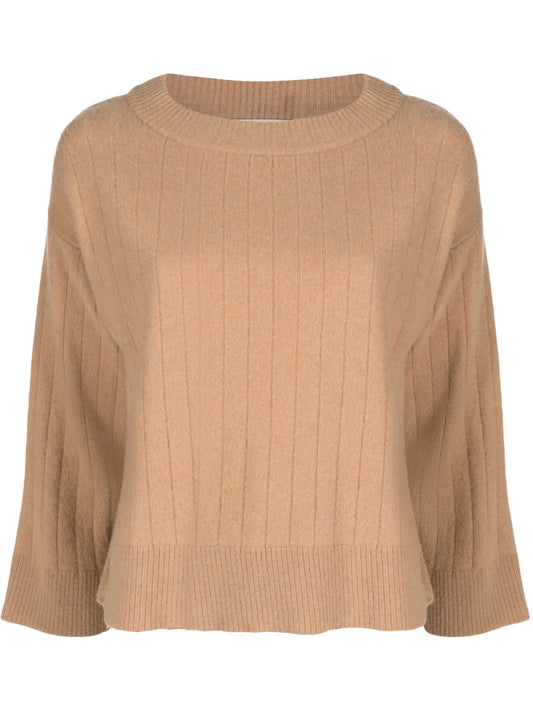 Ribbed Wide-Neck Jumper