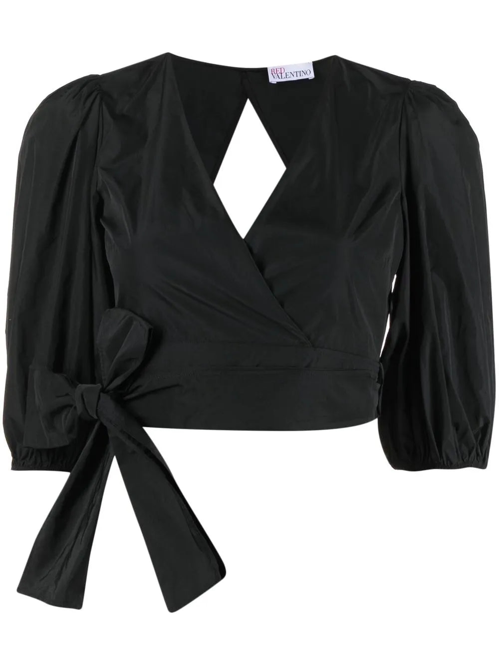 V-Neck Cropped Wrap Blouse