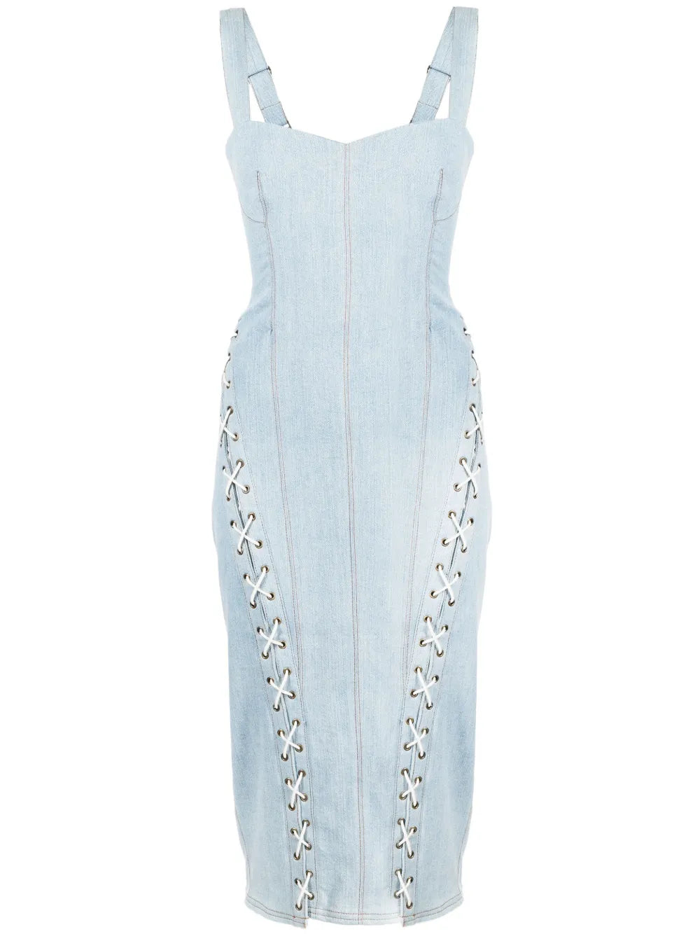 Lace-Up Denim Dress
