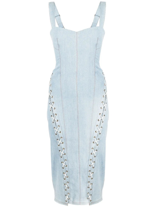 Lace-Up Denim Dress
