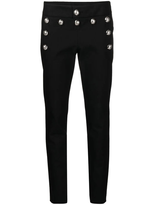 Button-Detail Slim-Fit Trousers