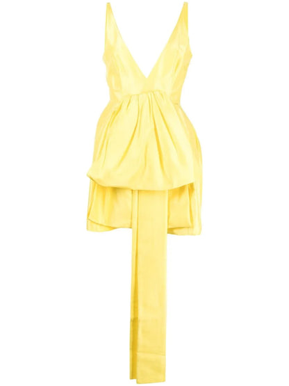 V-Neck Ruffled Mini Dress