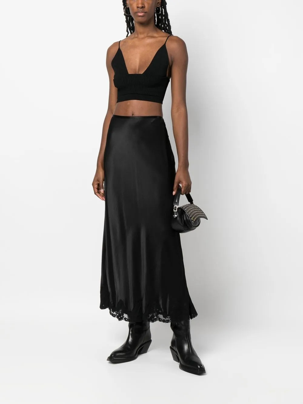 Ribbed-Knit Plunge Crop Top