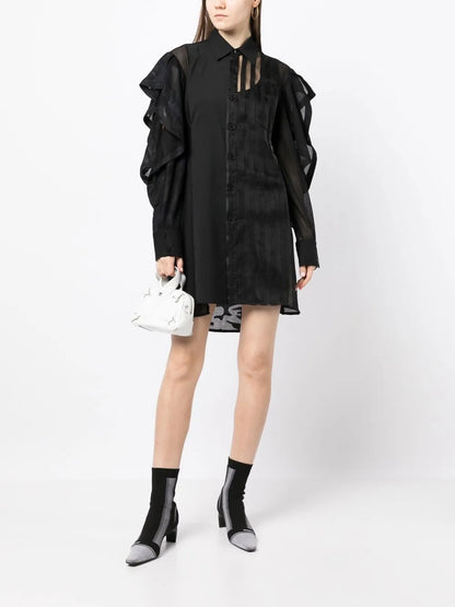 Patchwork Mesh Shirt Dress