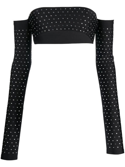 Rhinestone-Embellished Cropped Top