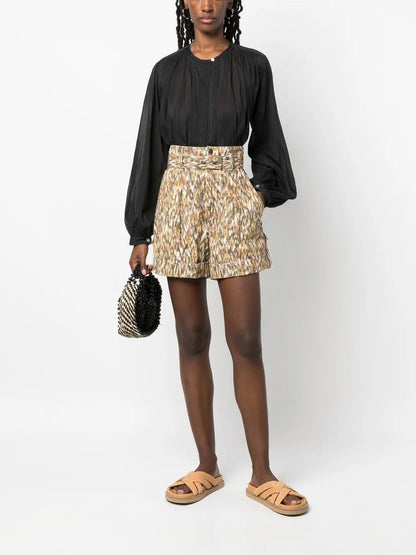 Gathered Cotton-Blend Blouse