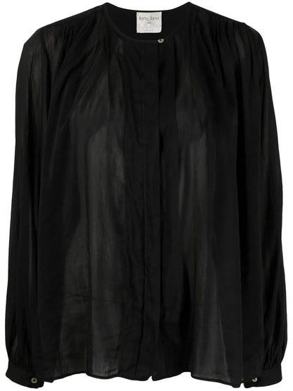 Gathered Cotton-Blend Blouse