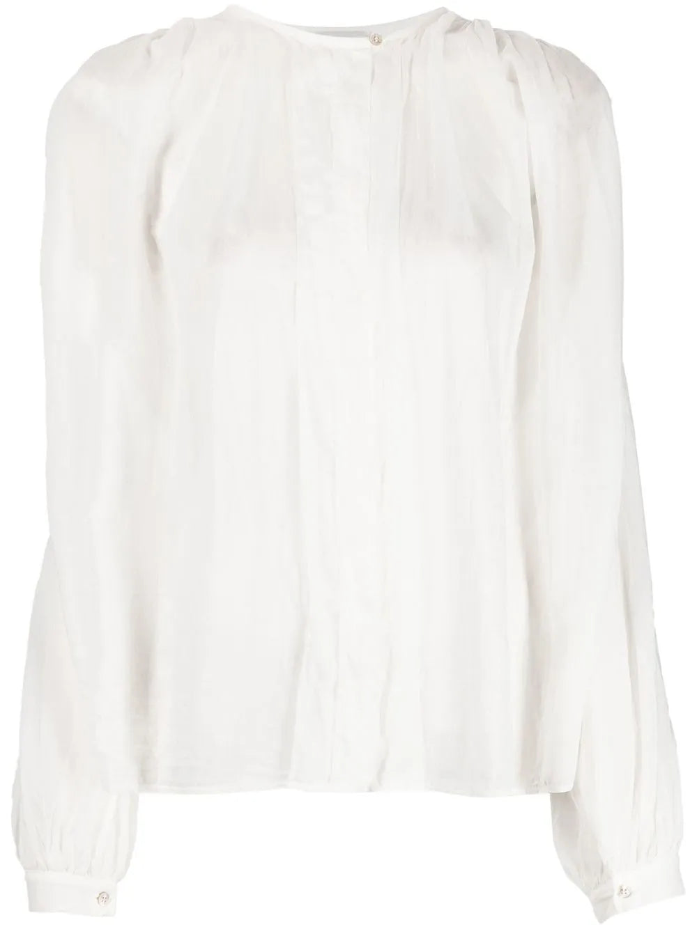Gathered Cotton-Blend Blouse