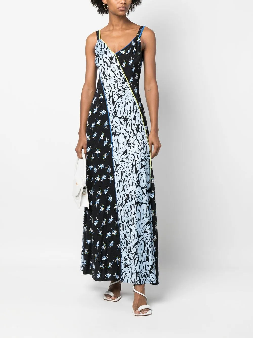 Floral-Print Patchwork Dress