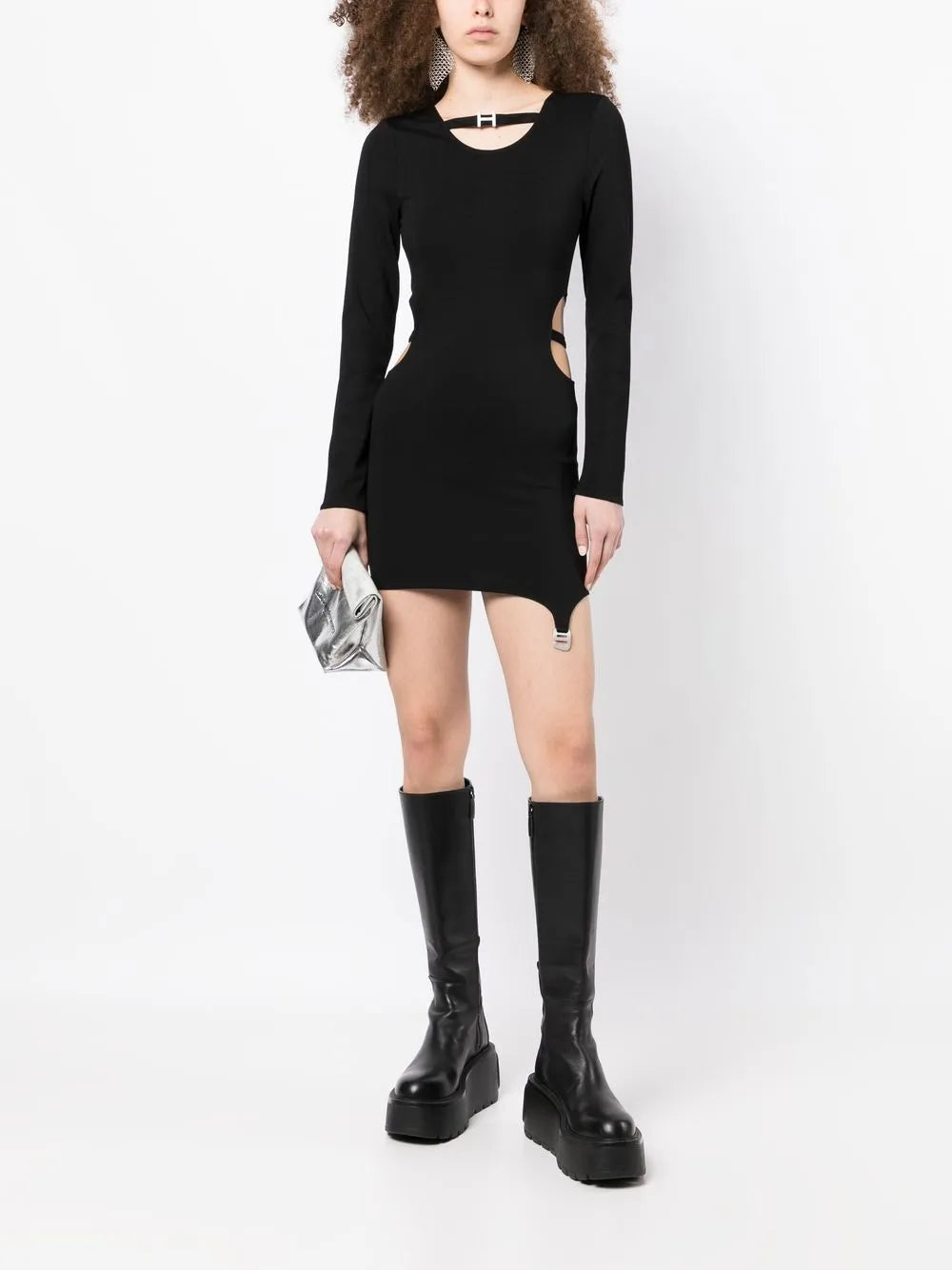 Logo-Detail Long-Sleeve Mini Dress