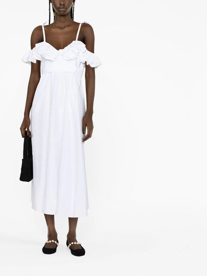 Off-Shoulder Ruffled Midi Dress