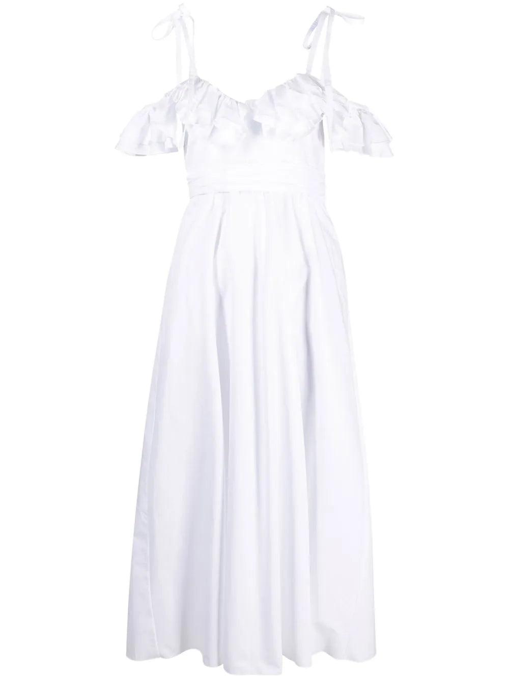 Off-Shoulder Ruffled Midi Dress