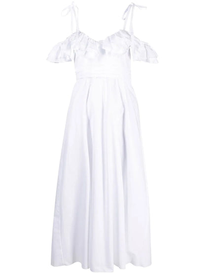 Off-Shoulder Ruffled Midi Dress