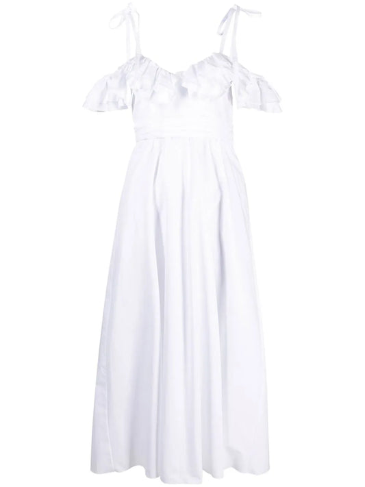 Off-Shoulder Ruffled Midi Dress