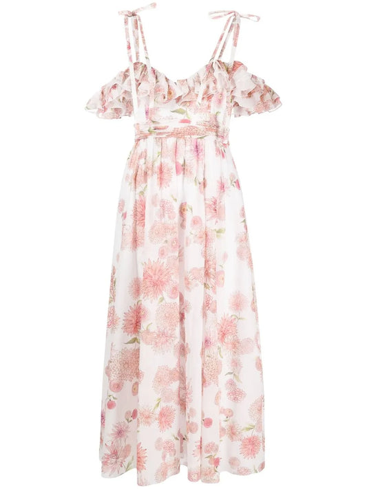 Dahlia Pop Floral Print Dress