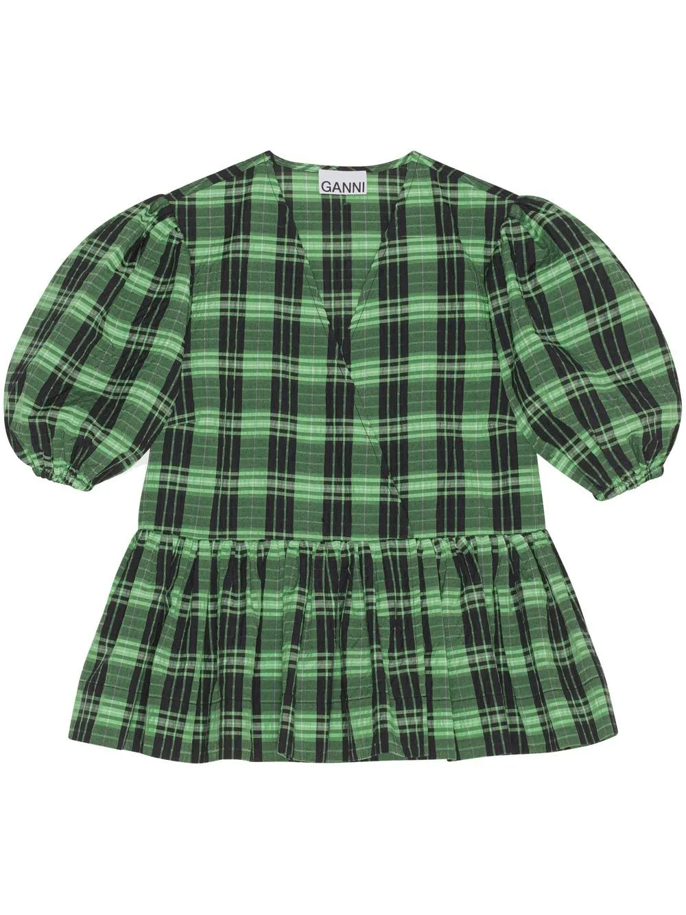 Plaid-Check Peplum Blouse