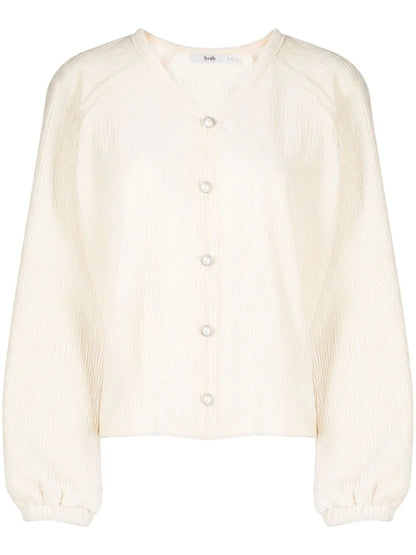Crinkled Button-Down Cardigan
