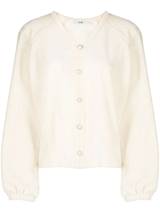Crinkled Button-Down Cardigan