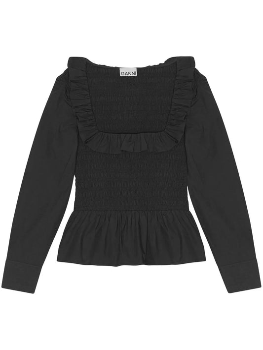 Cotton Poplin Smock Blouse