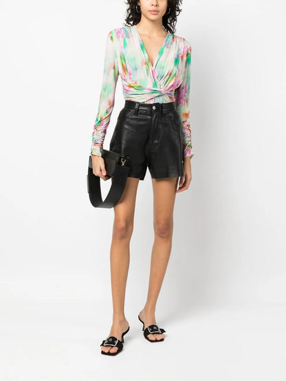 Zandra Long-Sleeve Wrap Top