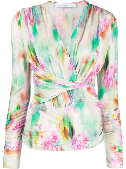 Zandra Long-Sleeve Wrap Top